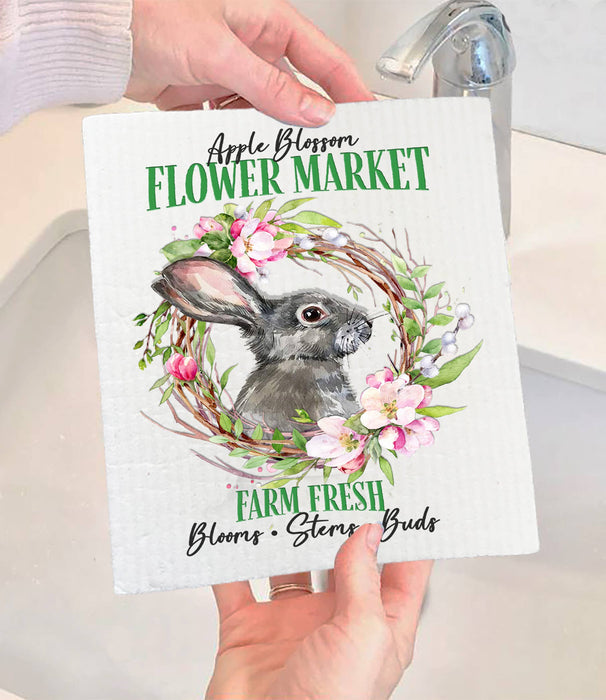 Flower Market Bunny Spring  SWEDISH DISH CLOTH