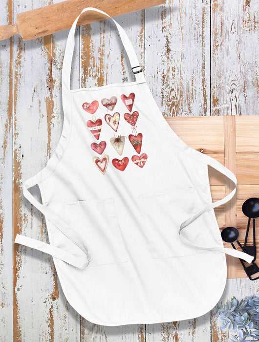 Valentine Farmhouse Country Hearts Kitchen Cotton Apron