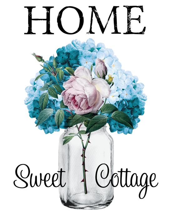 Home Sweet Cottage Flowers Mason Jar