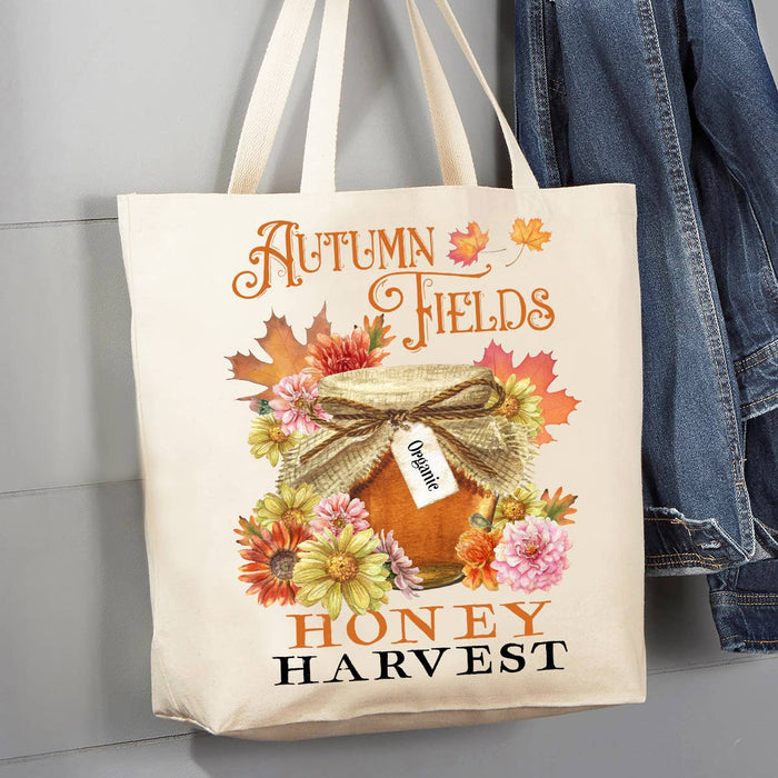Autumn Fall Fields Honey Harvest 12 oz Canvas Tote Bag