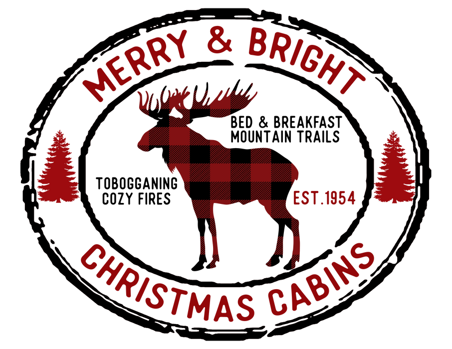 Merry and Bright Christmas Cabins Reindeer 12 oz  Tote Bag