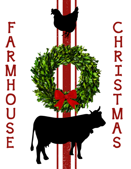 Farmhouse Christmas Wreath Chicken Cow