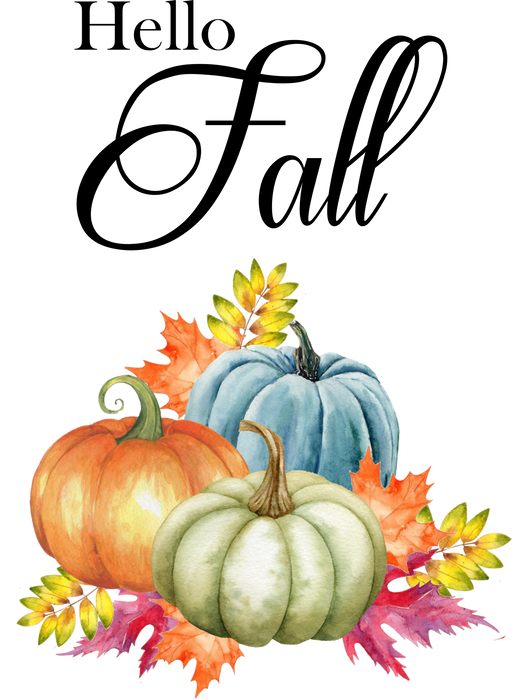 Hello Fall Autumn Colorful Pumpkin