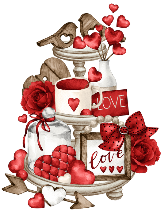 Valentine Red Heart 3 Tier Tray