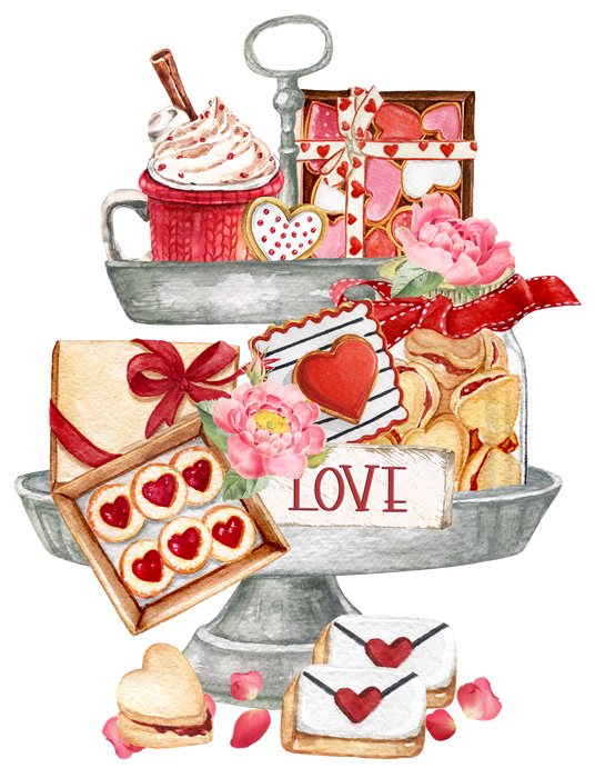 Valentine 2 Tier Tray Cookies Sweets