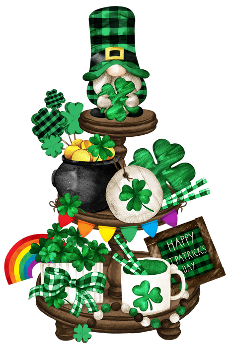 St Patrick Day Gnome 3 Tier Tray