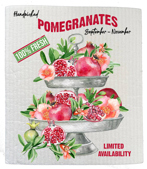 Farm Fresh Pomegrantes 2 Tier Tray Kitchen SWEDISH DISH CLOTHS