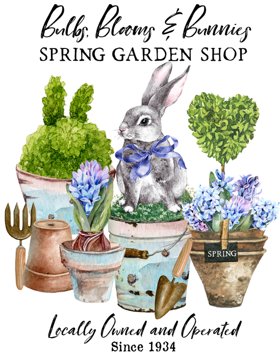 Spring Garden Flowers Bunnies
