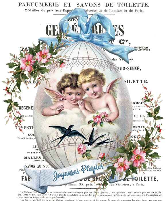 Vintage French Happy Easter Egg