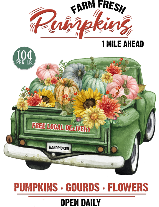 Fall Autumn Farm Fresh Pumpkins Pick Up Truck