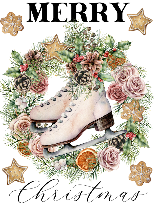 Merry Christmas Ice Skating Wreath