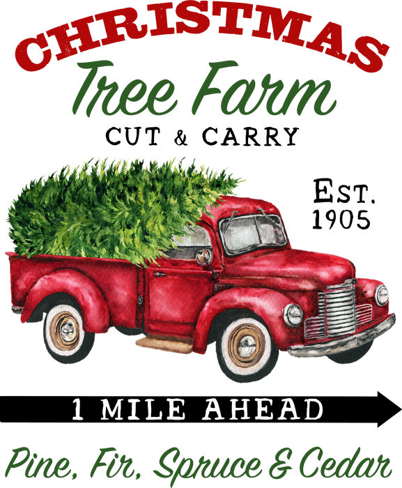 Christmas Trees Farm Red Pick Up Truck