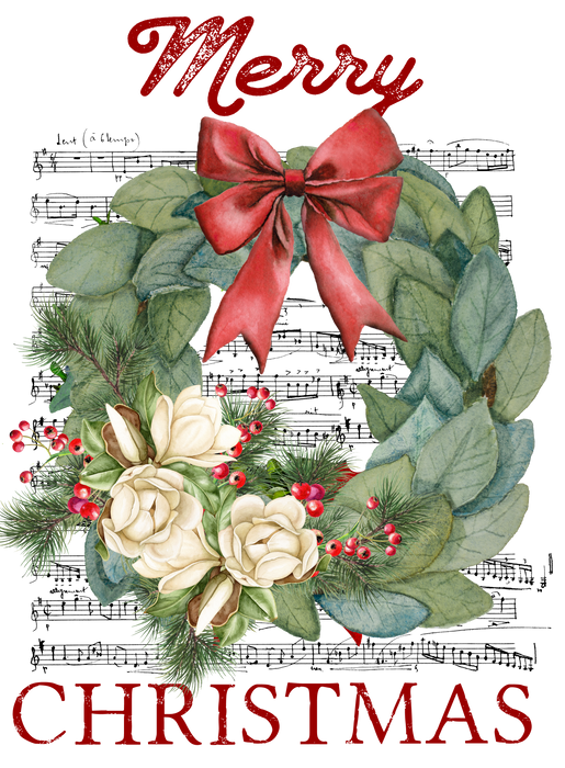 Merry Christmas Magnolia Flowers Wreath