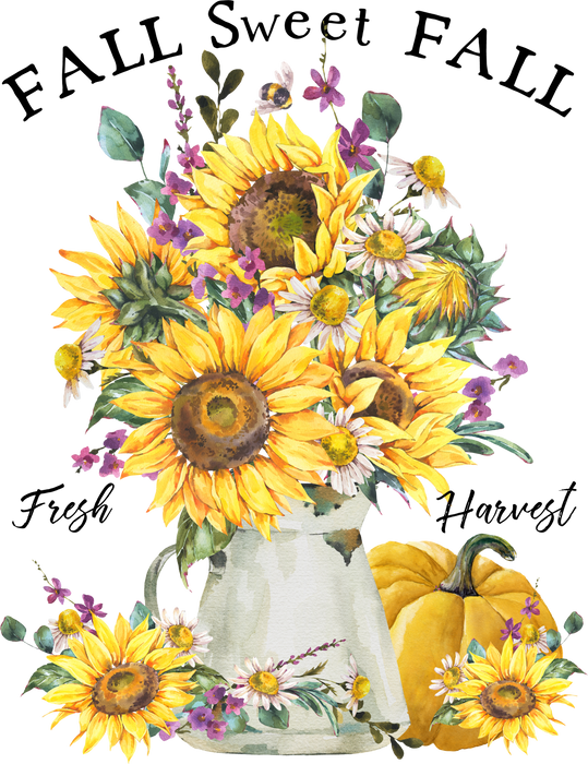 Sweet Autumn Fall Harvest Sunflowers Pumpkins
