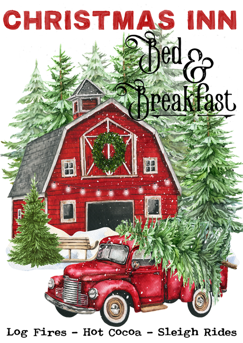 Christmas Inn Red barn Pick Up Truck