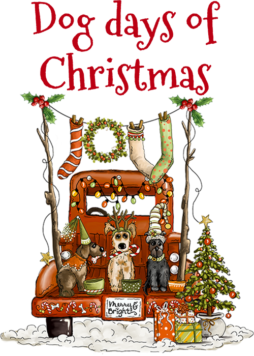Dog Days of Christmas 12 oz Canvas Tote Bag