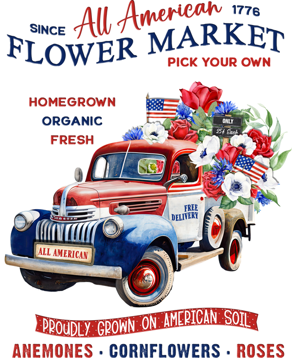 All American Patriotic Flower Truck