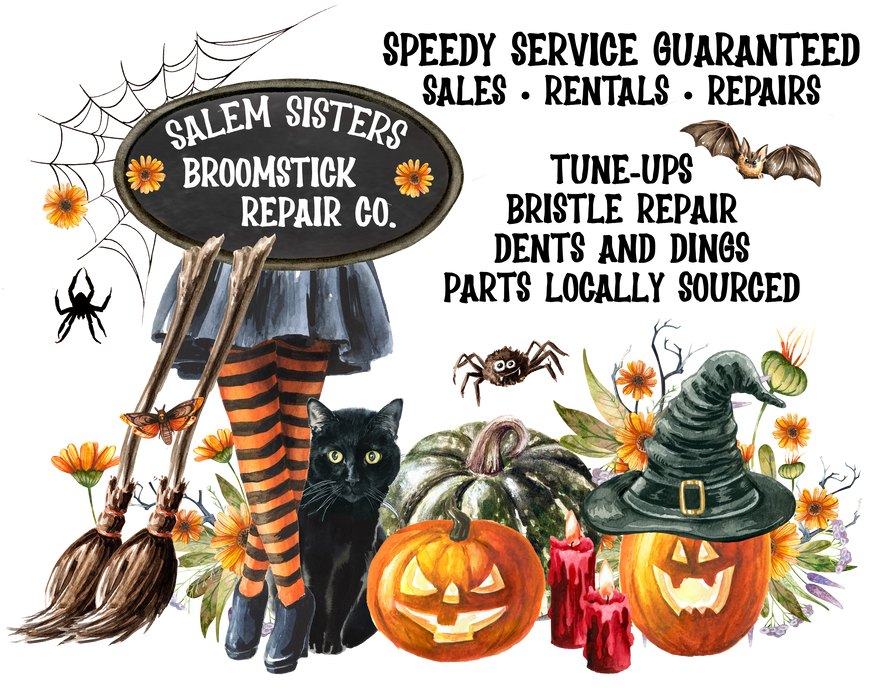 Halloween Salem Sisters Broomsticks