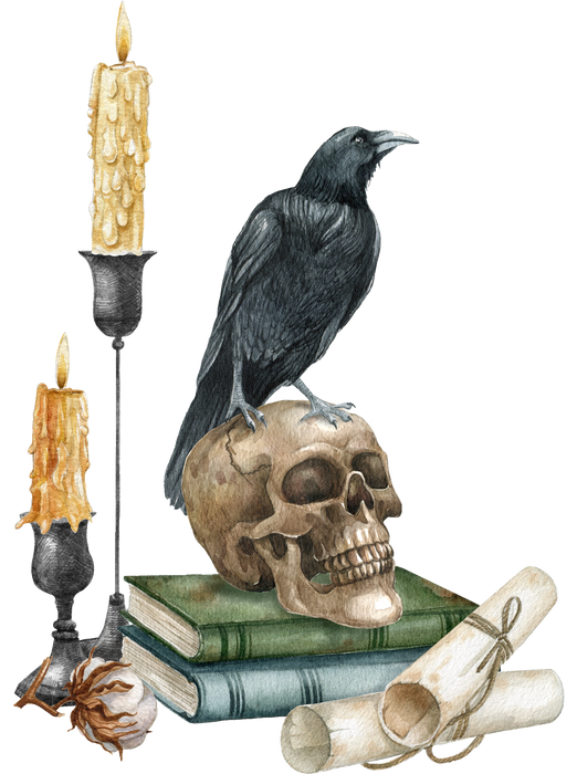 Halloween Black Crow Skull Candles