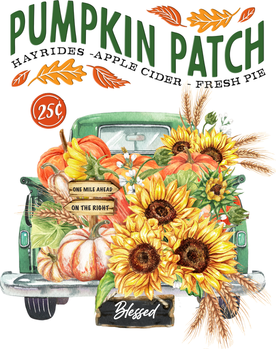 Autumn Fall Pumpkin Patch Green Truck