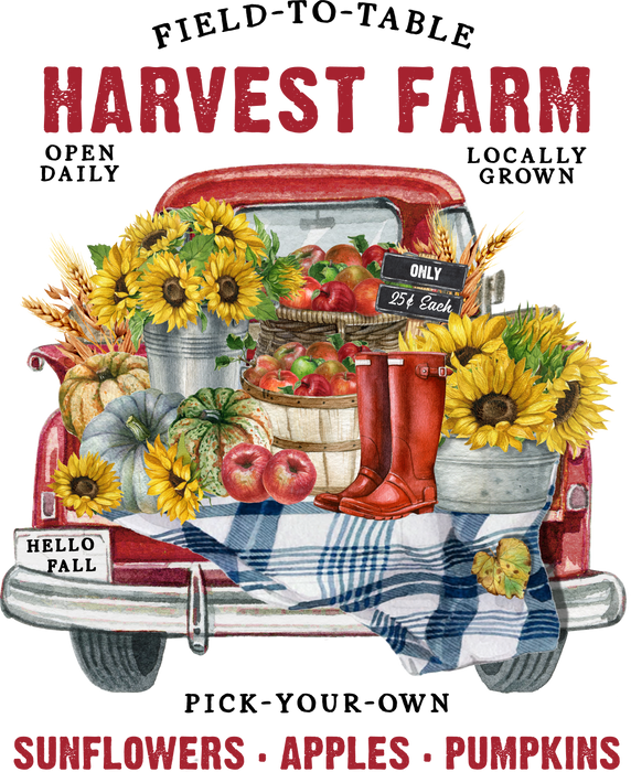 Autumn Fall Harvest Farms Red Truck