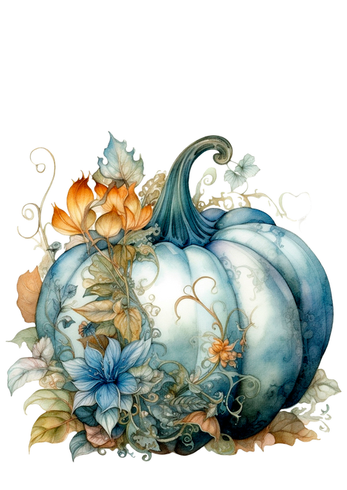Fall Autumn Blue Pumpkin Flowers