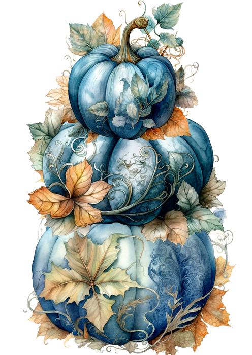 Fall Autumn Stacked Blue Pumpkins