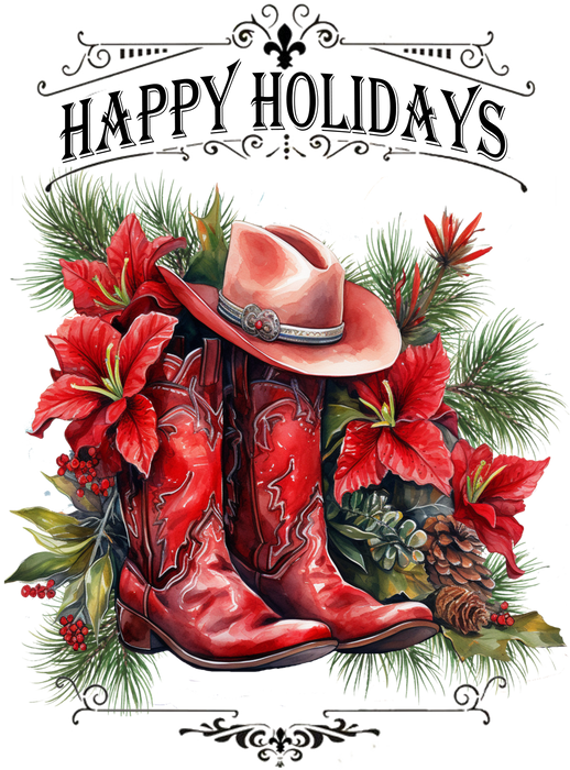 Christmas Red Cowboy Boots Western