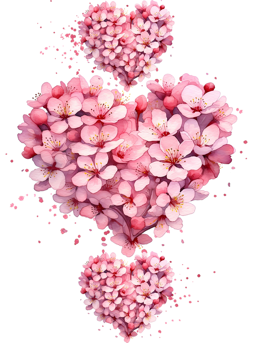 Valentine Pink Blossoms Flower Heart