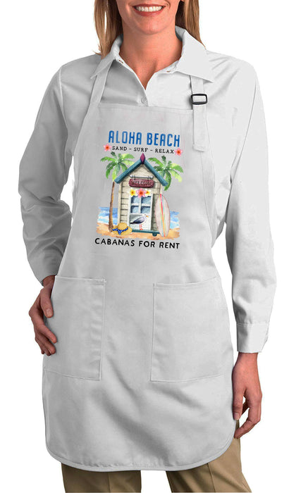 Aloha Beach Cabanas Ocean Surf Cotton Apron