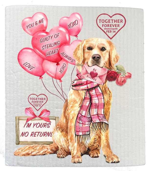 Valentine Dog Love Forever SWEDISH DISH CLOTHS