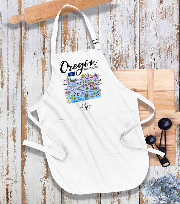 Oregon State Map Souvenir  Kitchen Cotton Apron
