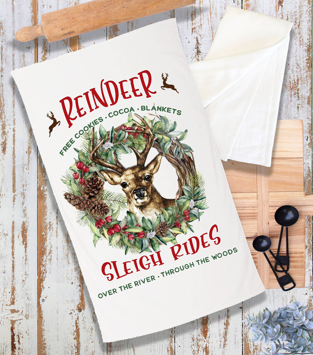 Christmas Reindeer Sleigh Rides Terry Cloth Towel