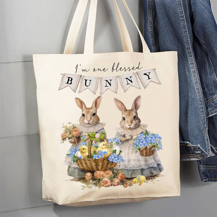 Easter Victorian One Bless Bunny 12 oz Canvas Tote Bag