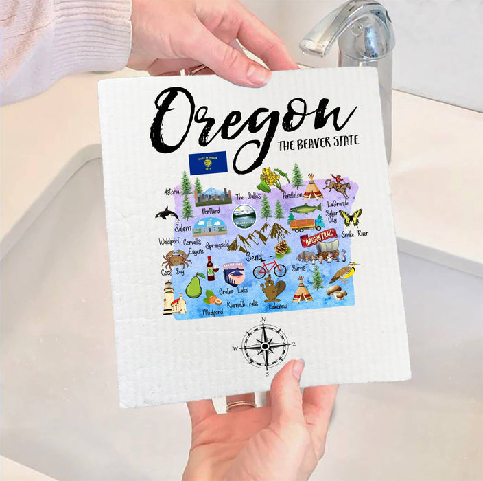 Oregon State Map Souvenir  SWEDISH DISH CLOTH