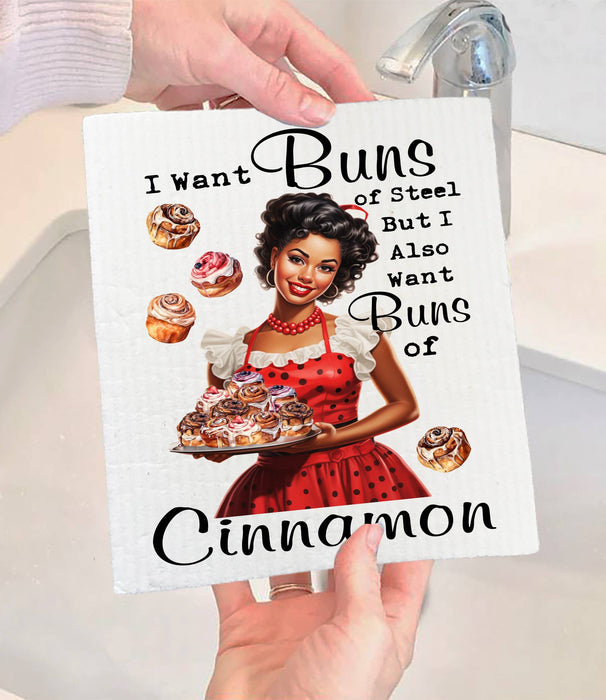 Buns of Steel Buns of Cinnamon Funny SWEDISH DISH CLOTH