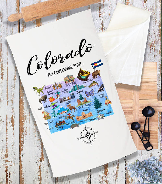Colorado State Map Souvenir  Terry Cloth Towel