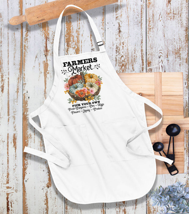 Autumn Fall Farmers Market Pumpins Kitchen Cotton Apron