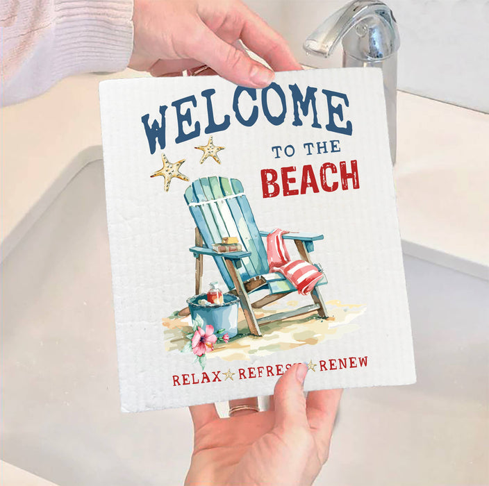Coastal Welcome to the Beach SWEDISH DISH CLOTH