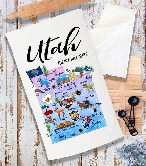 Utah State Map Souvenir  Terry Cloth Towel