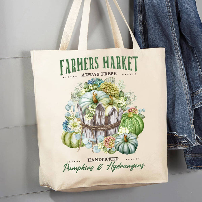 Autumn Fall Farmers Market Hydrangeas 12 oz Canvas Tote Bag