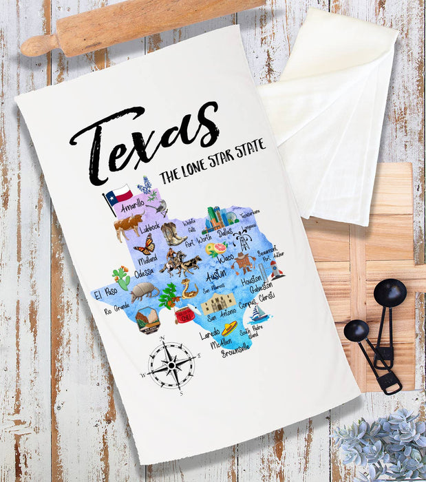Texas State Map Souvenir  Terry Cloth Towel