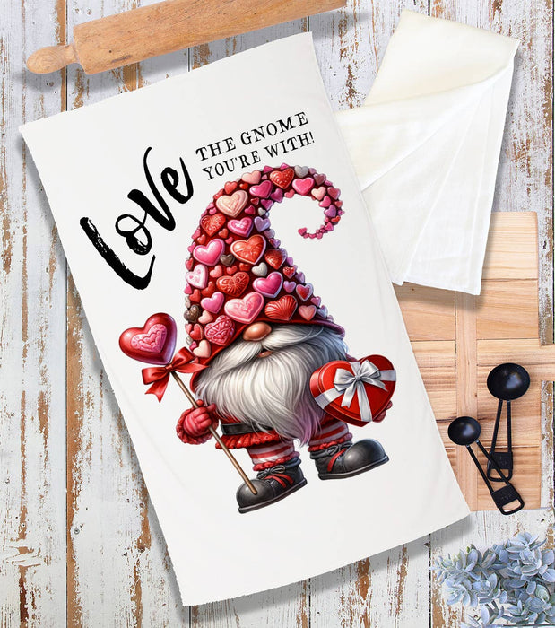 Valentine Chocolate Gnome Love Terry Cloth Towel