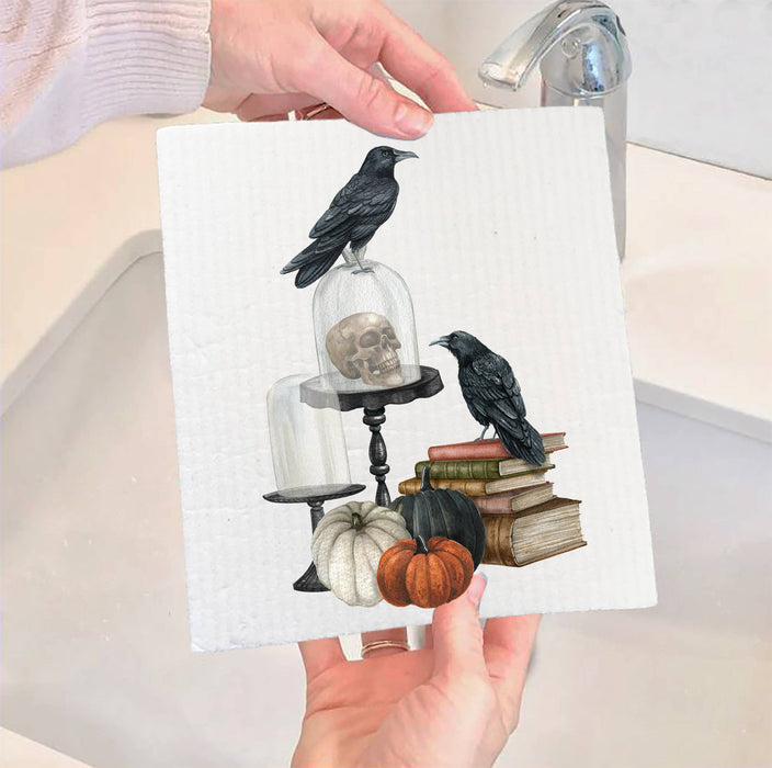 Halloween Black Crow Pumpkins SWEDISH DISH CLOTH
