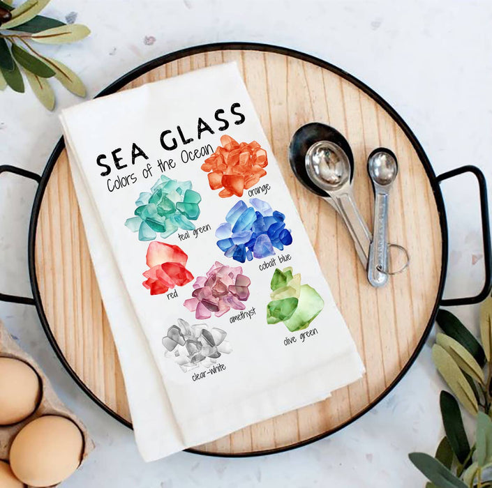 Coastal Beach Sea Glass Ocean Flour Sack Tea Towel