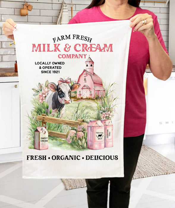 Country Farm Fresh Milk & Creamery Cow Terry Cloth Towels