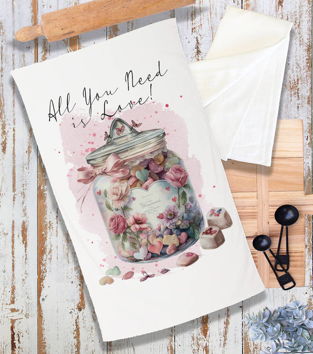 Valentine Candy Jar Need Love Terry Cloth Towel