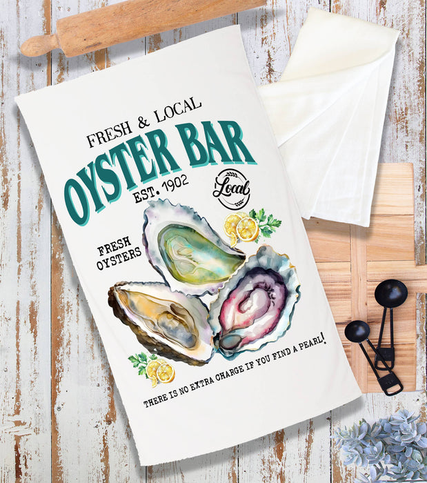Oysters Bar Fresh & Local Coastal Beach Terry Cloth Towel