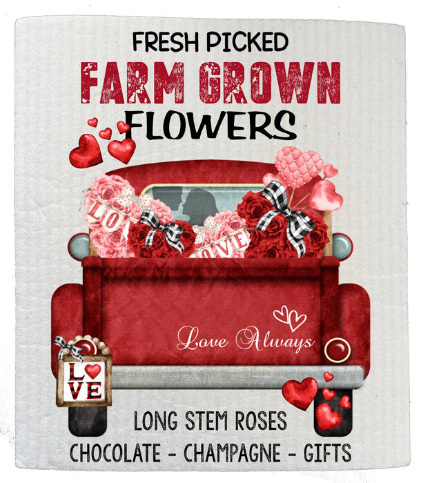 Valentine Red Pick Up Truck SWEDISH DISH CLOTHS