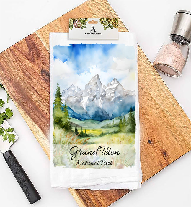 Grand Teton National Park Wyoming Flour Sack Tea Towel